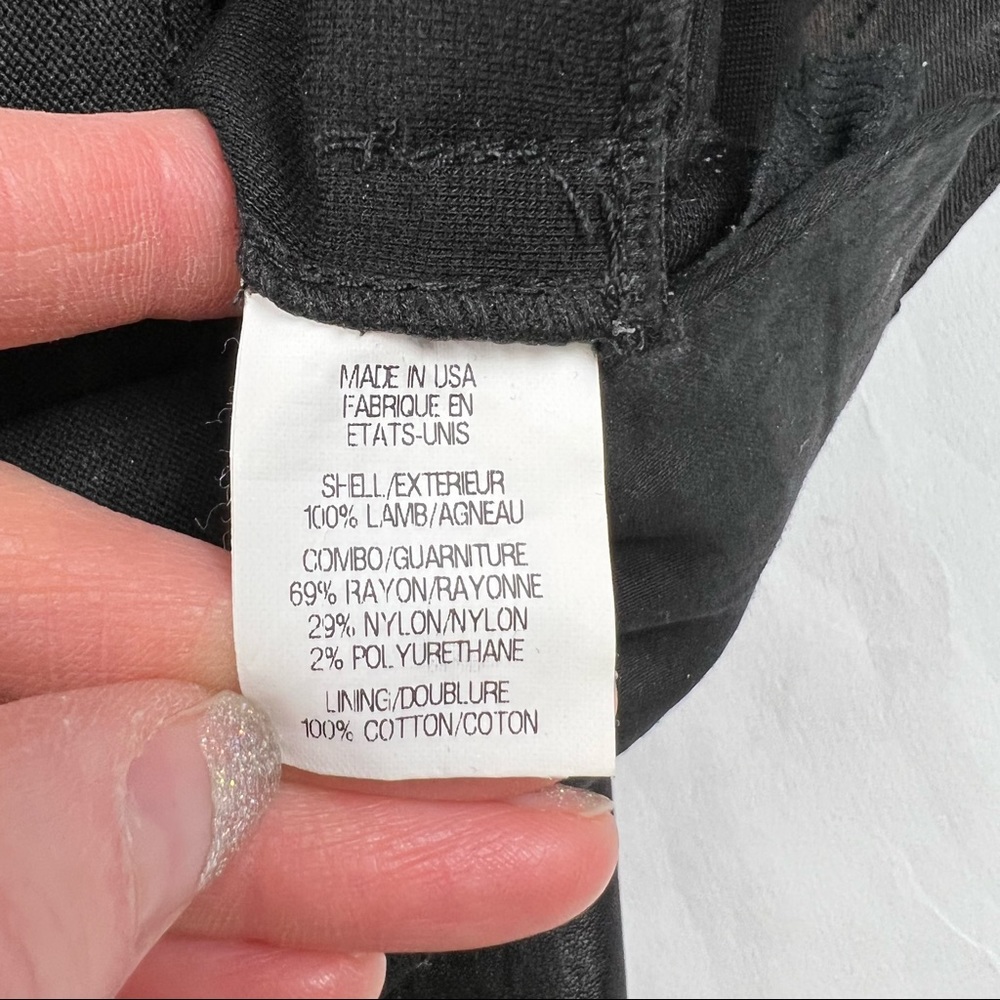 OWO Helmut Lang - Black Lambskin Leather & Cotton Combo Pull on Leggings, Size 2 - Picture 15 of 16